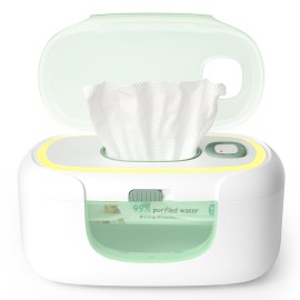 Momcozy New Baby Wipe Warmer, Large Capacity Wipe Dispenser Compatible with 60-80pcs,10-Min Fast Heating,4 Temperature Modes,Innovative Spring Design,Silicone&Top Seals,Even Heating,3-Level Nightlight
