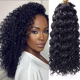 8 Packs Curly Crochet Hair 14inch GoGo Curl Crochet hair for Women Deep Wave Braiding hair,Synthetic Bohemian Crochet Braid Water Wave Crochet hair Extensions(1B, 14inch)