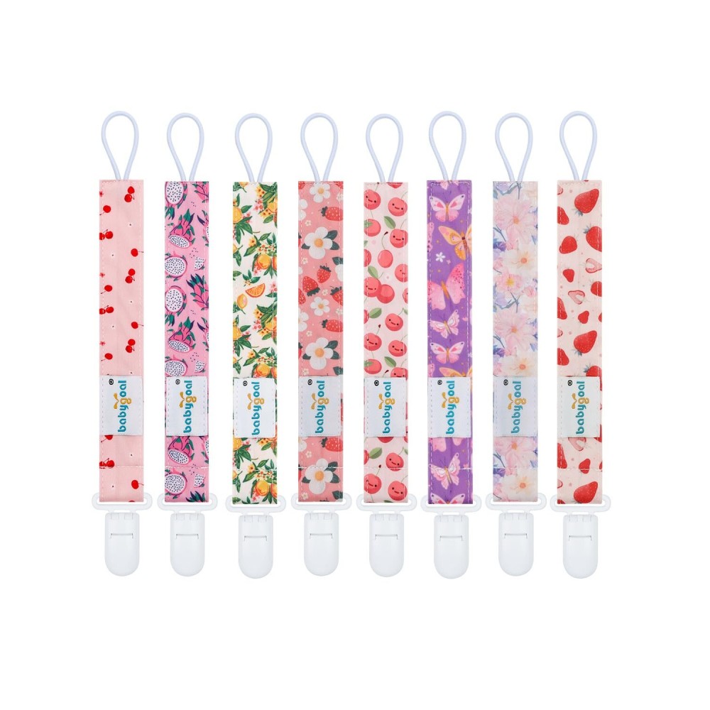 babygoal Fruit Pacifier Clips, 8 Pack Binky Paci Holder Clips Fits for Most Pacifiers and Binkies 8PS52-B
