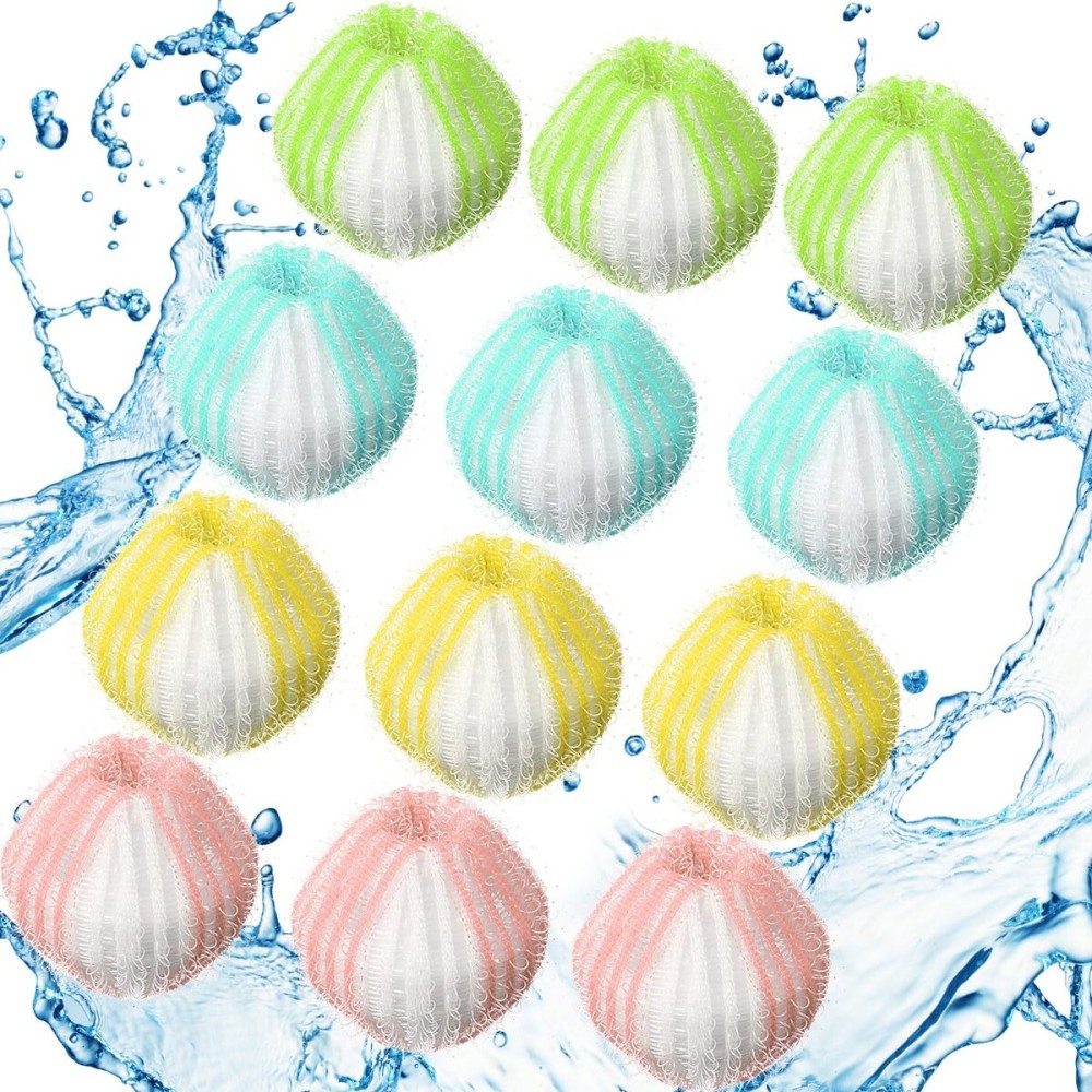 Blulu 12 Pieces Pet Hair Remover for Laundry Dryer Balls Reusable Washing Machine Hair Catcher Pet Dog Cat Catcher Lint Remover (Fresh Color)