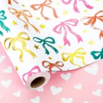 MAYPLUSS Girl Wrapping Paper Roll, Girly Bow Wrapping Paper, Reversible Elegant Bows Pink Gift Wrap for Birthday, Girl Baby Shower, Wedding, Christmas, Valentine\'s Day, Bachelorette(17 In X 33 Ft)