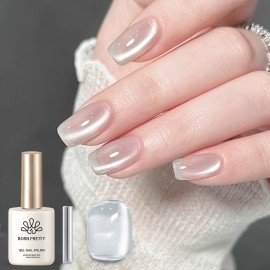 BORN PRETTY Silver Cat Magnetic Eye Gel Nail Polish Crystal Glass Cat Magnetic Shimmer Gel Polish Glass Magnetic Gel Gift 15ML