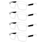 DONGDI Blue Light Blocking Reading Glasses 4 Pack Computer Readers for Women Men,Anti Glare UV Ray Filter Eyeglasses (4pack-white, 3.00)