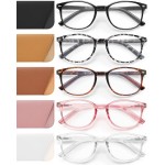 JOLISU 5 Pack Reading Glasses For Women,Blue Light Blocking Computer Reader Spring Hinge Eyeglasses (2.75)