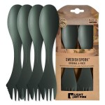 Light My Fire Spork Original 4-Pack 3-in-1 Camping Spoon Fork Knife Combo Reusable Travel & Camping Utensils Lunch Spork Outdoor Backpacking Hiking Picnic Utensil BPA Free, SageGreen