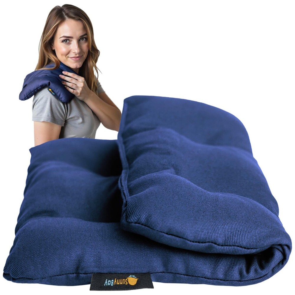 SunnyBay USA-Made 4-lbs Lava Sand Microwave Heating Pad with Organic Cotton Fabric for Cramps and Body Pain, Superior Heat Retention, Washable, Odorless, Weighted, 8x12 Inches