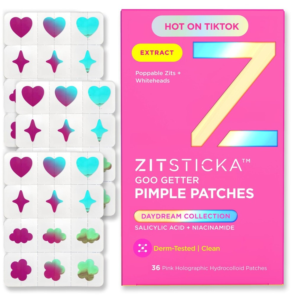 ZitSticka Pimple Patches Cute for Face, Holographic Zit Patches, Goo Getter Hydrocolloid Blemish Patches, Gifts for Teens, Teen Girl Gift Trendy Stuff (DreamHolo Collection 36ct)