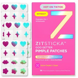 ZitSticka Pimple Patches Cute for Face, Holographic Zit Patches, Goo Getter Hydrocolloid Blemish Patches, Gifts for Teens, Teen Girl Gift Trendy Stuff (DreamHolo Collection 36ct)