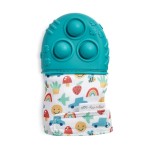 Itzy Ritzy Silicone Teething Mitt - Soothing Infant Teething Mitten with Adjustable Strap, Crinkle Sound & Textured Silicone to Soothe Sore & Swollen Gums - for Ages 3 Months & Up (Teal)