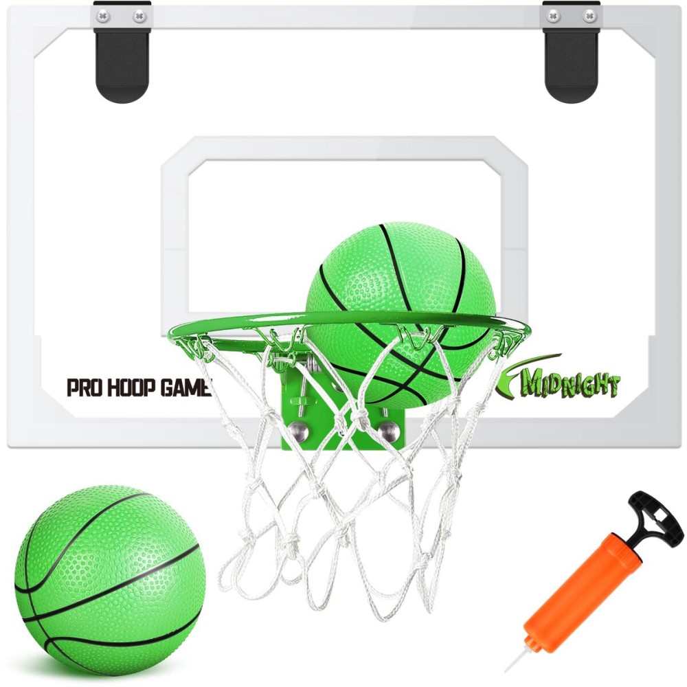 SUPER JOY Pro Mini Basketball Hoop Indoor - Glow in The Dark,Over The Door Basketball Hoop for Kids & Adults, Wall Mounted with 2 Balls and Pump,Sports & Outdoors