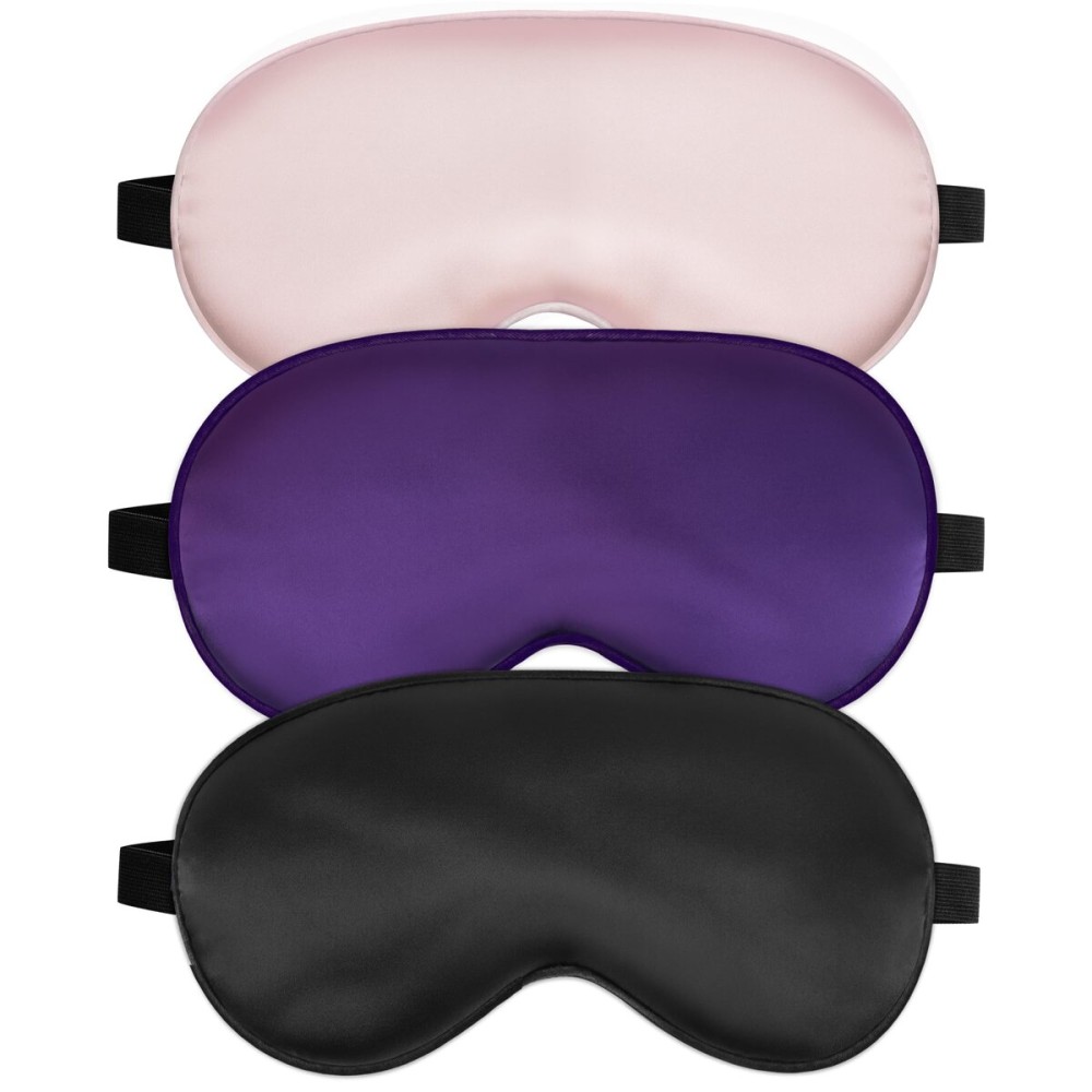 Sleep Mask, Silk Eye Mask for Sleeping with Adjustable Strap, Satin Blackout Sleeping Eye Mask for Men&Women, Comfortable Blindfold Eyeshade for Night Sleep (Black,Pink,Purple)