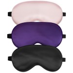 Sleep Mask, Silk Eye Mask for Sleeping with Adjustable Strap, Satin Blackout Sleeping Eye Mask for Men&Women, Comfortable Blindfold Eyeshade for Night Sleep (Black,Pink,Purple)