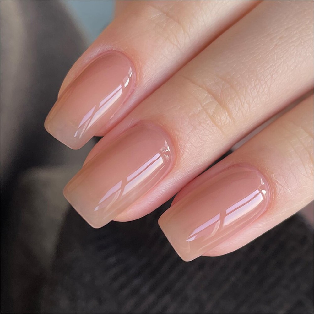 GAOY Nude Jelly Gel Nail Polish, 16ml Sheer Translucent Netural Soak Off Gel Polish, UV Light Cure for Nail Art DIY at Home, 3051 Peachy Beige