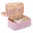 Relavel Cute Makeup Bag for Girls, Portable Pink Cosmetic Bag, Dual-layer Makeup Pouch with Brush Holder, Multi-Functional Preppy Toiletry Organizer for Travel, Daily Use - Pink Strip