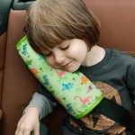COOLBEBE Seat Belt Pillow for Kids, Extra Soft Toddler Travel Pillow for Car Seat, Universal Carseat Strap Cushion Pads for Childs Baby People Adults, Green Dinosaurs