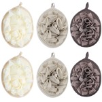 Boao 6 Pcs Bath Shower Pouf Sponge Mesh Pouf Shower Ball Exfoliating Body Sponge Pad Scrubber Glove with Flower Bath Ball (Khaki,Dark Brown,Beige)