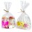 PigPotParty Cellophane Treat Bags 7x10, 50 Pack Clear Goodie Bags, Bottom Gusset for Stand-Up Display, Small Plastic Gift Wrap for Cookies, Candy, Party Favors, Popcorn, Includes 50 Gold Ties