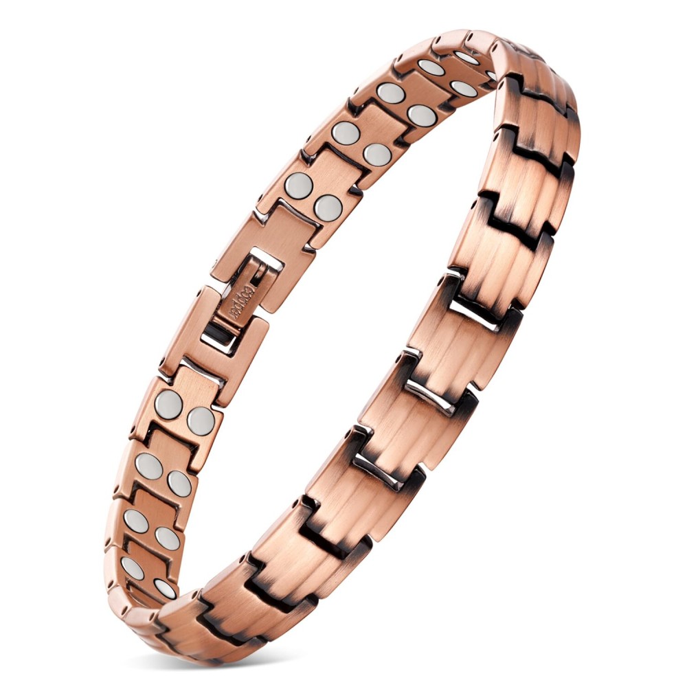 Feraco Copper Bracelets for Women, 2X Ultra Strength Magnetic Bracelet with 3500 Gauss Magnets, Adjustable with Sizing Tool, 99.99% Pure Copper Jewelry