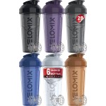 VELOMIX -6 PACK- 28 oz Protein Shaker Bottle for Protein Mixes - 6x Wire Whisk | Leak Proof Shaker Cups for Protein Shakes | Protein Shaker Bottle Pack | Protein Shake Cup (Elemental Mix)