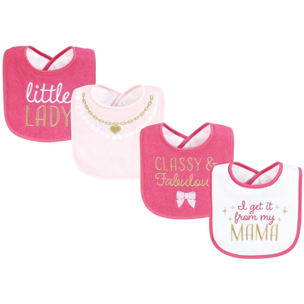 Hudson Baby Infant Girl Cotton Terry Drooler Bibs with Fiber Filling, My Mama, One Size