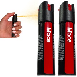 Mace Pepper Spray - 2-Pack Twist Lock Model, 0.63 oz/ea, 12 Feet Range, Max Strength 10% OC, Long Lasting UV Dye, Leakproof Design, Self Defense Pepper Spray for Women & Men - Black