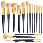 LORYP Makeup Brushes Set Labeled 18 Piece Face and Eye Brush Set Ultra soft hair Foundation, Concealer, Blush, Contour, Blending, Eyeshadow Blue Brush kit