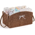 HBlife Diaper Caddy Organizer, Large Hand-Woven Storage Basket for Diapers & Baby Essentials - Elegant Curved Design, Ideal Gift for Baby Shower & Registry Must-Have