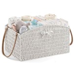 HBlife Diaper Caddy Organizer, Large Hand-Woven Storage Basket for Diapers & Baby Essentials - Elegant Curved Design, Ideal Gift for Baby Shower & Registry Must-Have