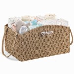 HBlife Diaper Caddy Organizer, Large Hand-Woven Storage Basket for Diapers & Baby Essentials - Elegant Curved Design, Ideal Gift for Baby Shower & Registry Must-Have