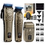 BESTBOMG Hair Clippers for Men, Professional Hair Clippers, Beard Trimmer& Rechargeable Shaver Set, Metal T-Blade, LED Display, Barber Hair Cutting Kit for Men Grooming & Gifts, BS-807E (Bronze)