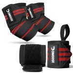 USPA & IPL Approved Wrist & Elbow Wraps for Weightlifting (18 & 40) - Premium Quality Reinforced Stitching, Professional Support with Heavy Duty Thumb Loop, Adjustable Gym Straps for Powerlifting