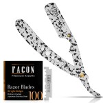 Facn Straight Razors for Men - Professional Barber Straight Edge Razor Kit with 100 Blades, Classic Stainless Steel Barbero Shaver for a Smooth & Precise Shave, Premium Barber Razor for Men\'s Shaving