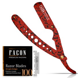 Facn Straight Razors for Men - Professional Barber Straight Edge Razor Kit with 100 Blades, Classic Stainless Steel Barbero Shaver for a Smooth & Precise Shave, Premium Barber Razor for Men\'s Shaving