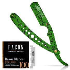 Facn Straight Razors for Men - Professional Barber Straight Edge Razor Kit with 100 Blades, Classic Stainless Steel Barbero Shaver for a Smooth & Precise Shave, Premium Barber Razor for Men\'s Shaving