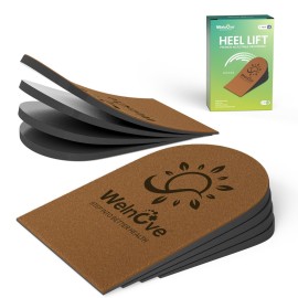 Adjustable Heel Lift Inserts for Shoes - Welnove 4 Layers Orthopedic Shoe Lifts for Women Uneven Legs Leg Length Discrepancy Heel Pain - Heel Insert for Height Increasing (Brown,Size S Pack of 2)