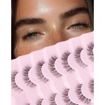 Frihappy Natural Lashes Short Lashes Fake Lashes Natural Look Eyelashes Wispy Natural Lashes Clear Band Lashes FRH-11