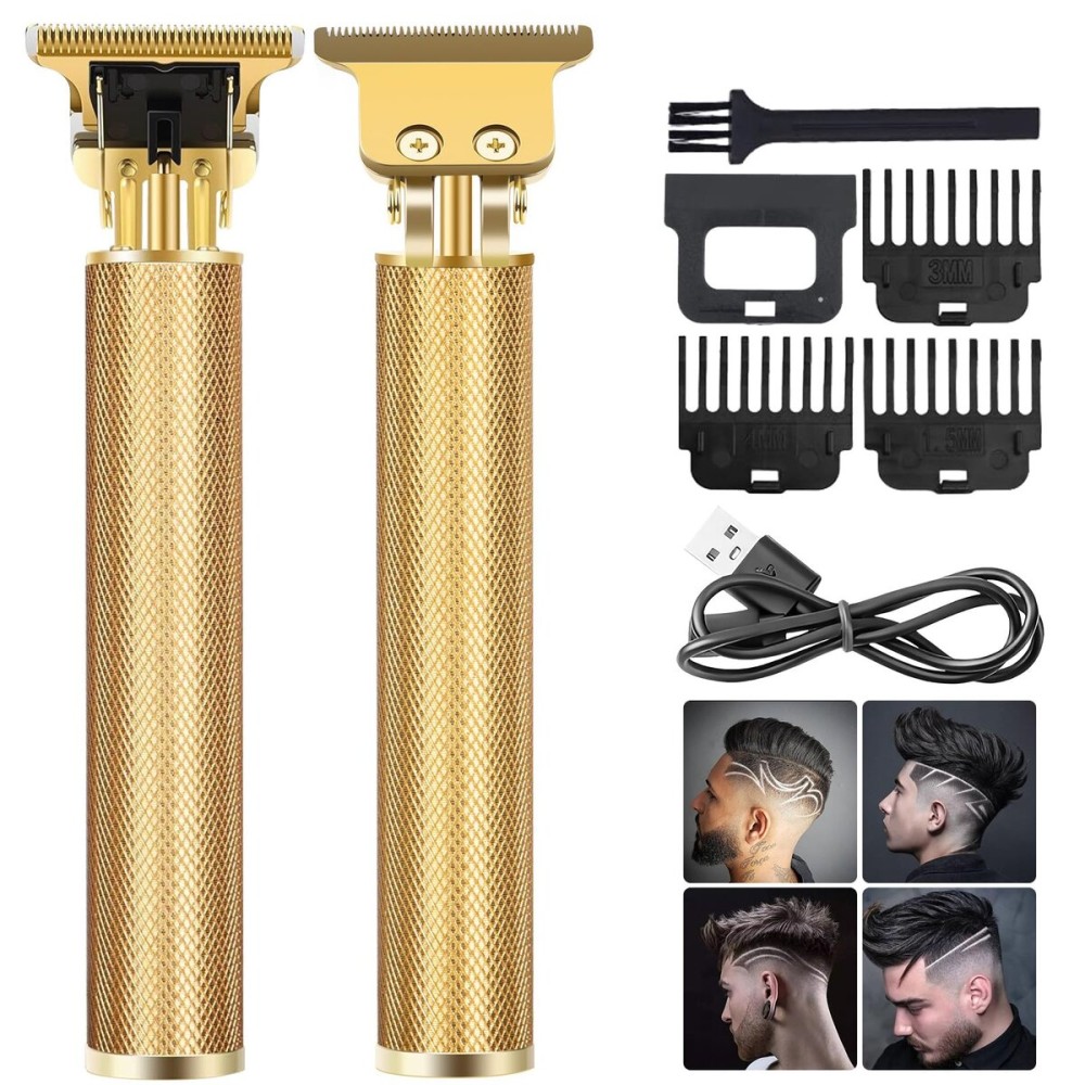 candyfouse Premium Cordless Beard and Hair Trimmer for Men, Professional T-Blade Zero Gapped Rechargeable Grooming Kit, 4 Adjustable Limit Combs, Ideal Gift for Him, Unmatched Precision Luxury Care