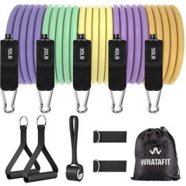 WHATAFIT Resistance Bands, Exercise BandsResistance Bands for Working Out, Work Out Bands with Handles for Men and Women Fitness, Strength Training Home Gym Equipment