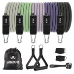 WHATAFIT Resistance Bands, Exercise BandsResistance Bands for Working Out, Work Out Bands with Handles for Men and Women Fitness, Strength Training Home Gym Equipment Purple Grey