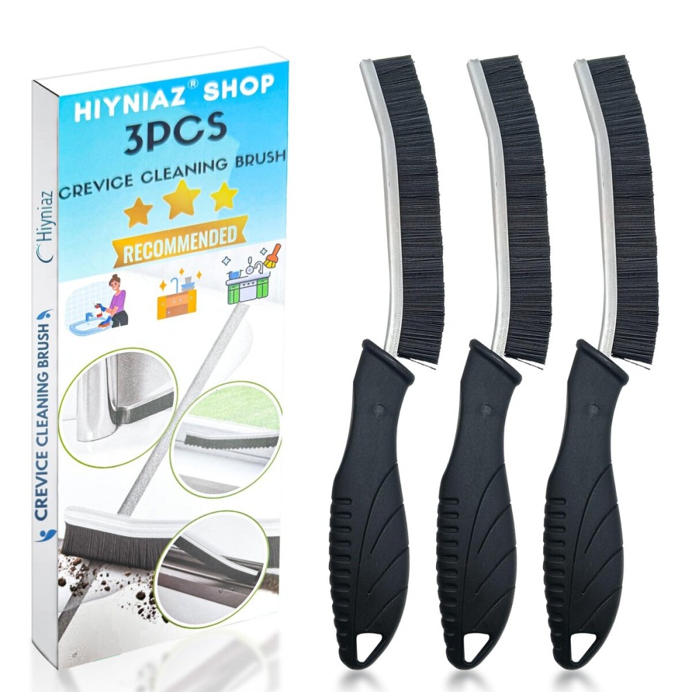 Hiyniaz 3Pcs Crevice Cleaning Brush Tool Grout Brush Cleaning Supplies, Home Essentials Bathroom Multifunctional Gap Scrub Hard Bristle Brushes for Household Use (Black Cleaning Brush-A)