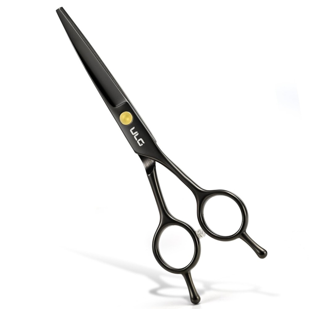 ULG Professional Hair Cutting Scissors 6.5 Inch - Sharp Barber Shears, Stainless Steel Symmetrical Salon Haircut Scissors for Women, Men, Kids, Gloss Paint Finish, Black