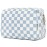Narwey Checkered Makeup Bag Travel Cosmetic Bag Organizer Toiletry Bag Make Up Bags with Compartments for Women Girls((Large, Sky Blue Checkerboard)