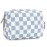 Narwey Small Checkered Makeup Bag for Purse Mini Cosmetic Bag Travel Makeup Pouch Zipper Pouch Cute Make up Bags with Compartments for Women Girls(Small,Sky Blue Checkerboard)