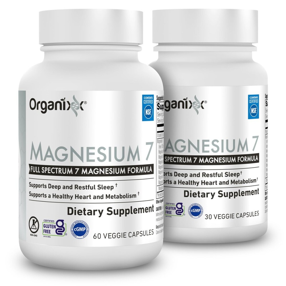 Organixx Magnesium Glycinate Supplement for Support Sleep, 3 Month Supply, Muscle & Heart Health, 7 Type Magnesium Complex with Vitamin B6, Manganese Citrate, Gluten Free, Vegan, Non GMO, 90 Capsules