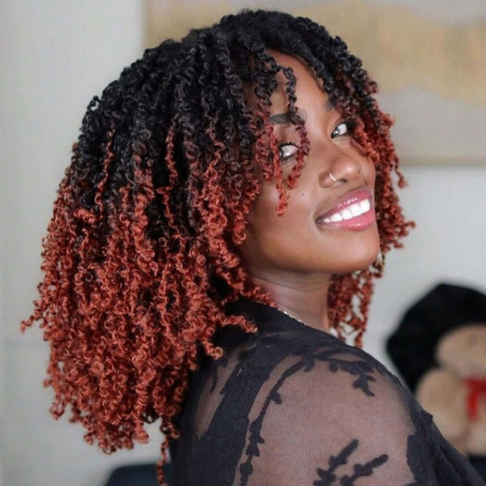 Aksice 8 Inch 8 Packs Yanky Twist Crochet Hair for Women Pre-looped Mini Twist Hair Bohemian Passion Twist Crochet Hair Boho Crochet Braids Synthetic (8 Inch 8 Packs,OT350)