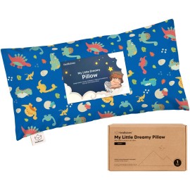 Toddler Pillow with Pillowcase - 10x18 My Little Dreamy Kids Travel Bed Pillows for Sleeping, Organic Cotton Small Pillowcase, Soft & Breathable, Machine Washable, Toddlers 2-5 Years Old (DinoWorld)