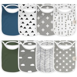 8-Pack Baby Bibs for Boys, Girls - Pullover Bibs for Drooling Teething Baby Girl & Boy Toddler, Newborn, Soft & Absorbent, Cute Colors, Large Torso Coverage Keep Infant Clean & Dry (Crossroads)