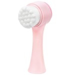 Facial Cleansing Brush 2 in 1, Face Exfoliating Scrubber Brush, Silicone Double Side Manual Face Wash Scrub Brush with Soft Bristles for Deep Pore Cleansing, Massaging, Skin Care, Pink