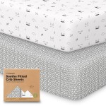 KeaBabies 2-Pack Organic Crib Sheets for Boys, Girls - 52x28 Fitted Crib Mattress Sheet Neutral, Breathable Jersey Cotton Cover for Baby Bed, Toddler Mattress, Soft & Cute Prints (Nordic)