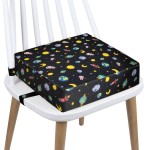 Booster Seat for Kitchen Chair - Washable Toddler Booster for Dining Table, Portable Travel Increasing Cushion for Kid (Star Black)